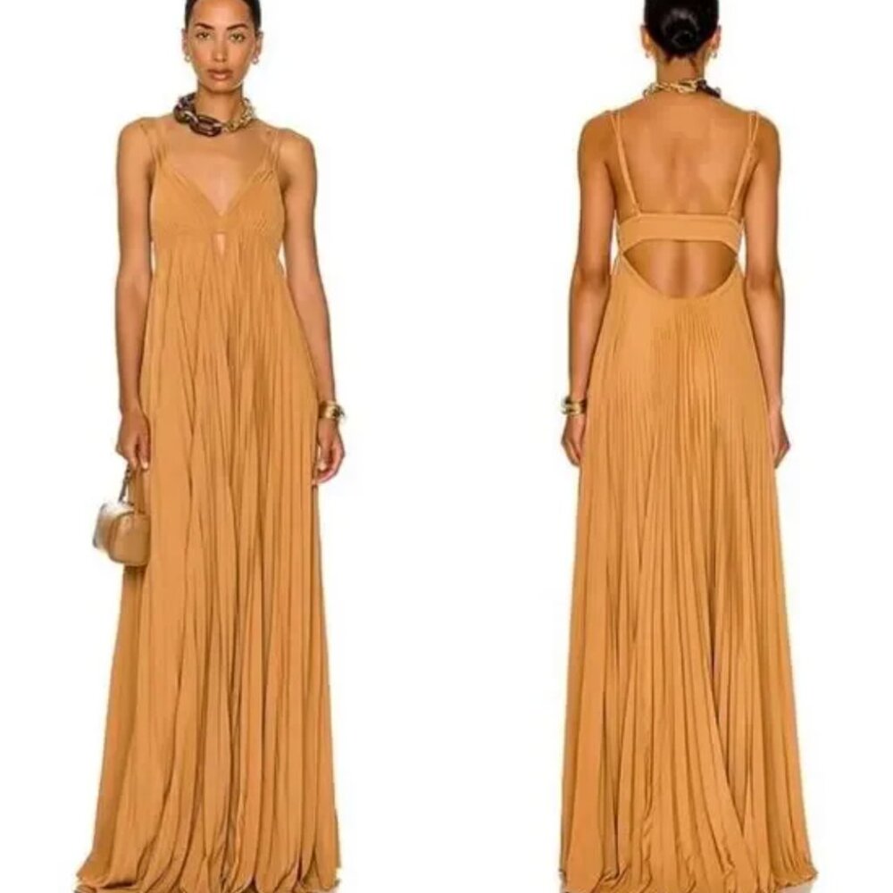 ALC Arianna Dress. Cutout Pleated Maxi Dress